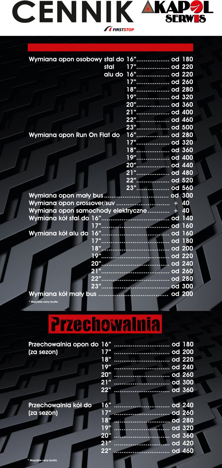 Cennik Wulkanizacja Ursynów