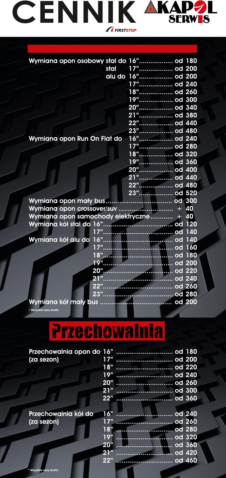 Cennik Wulkanizacja Ursynów (Październik 2025)